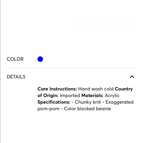 Free People Cozy Up Color Block Blue Black Pom Beanie Knit Winter Hat - Picture 6 of 7